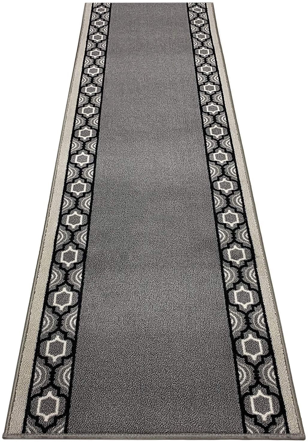 Extra-Long Low Pile Runner Rug Skid Resistant Backing Rug Runner Trellis Border Design Cut to Size Roll Runner Rugs - 35 Feet x 32 Inch