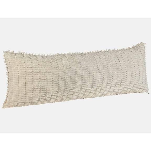 Extra Long Lumbar Pillow Cover 21x54 Boho, Super Soft and Plush Modern Decorative Body Pillow Case Cushion for Bed Sofa Couch Farmhouse Livingroom, Beige