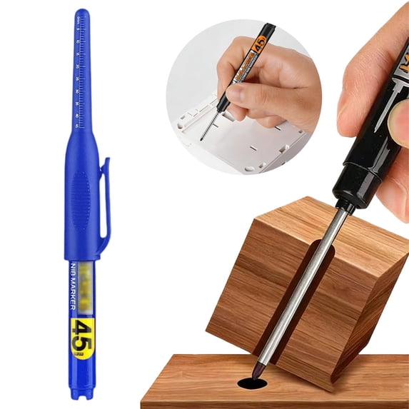 Extra Long Marker for Deep Hole Marking in Tiles (13Cm),Long Head Deep Hole Markers 45Mm Deep Reach Metal Marking Pens(3Ml)