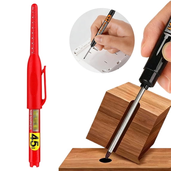 Extra Long Marker for Deep Hole Marking in Tiles (13Cm),Long Head Deep Hole Markers 45Mm Deep Reach Metal Marking Pens(3Ml)