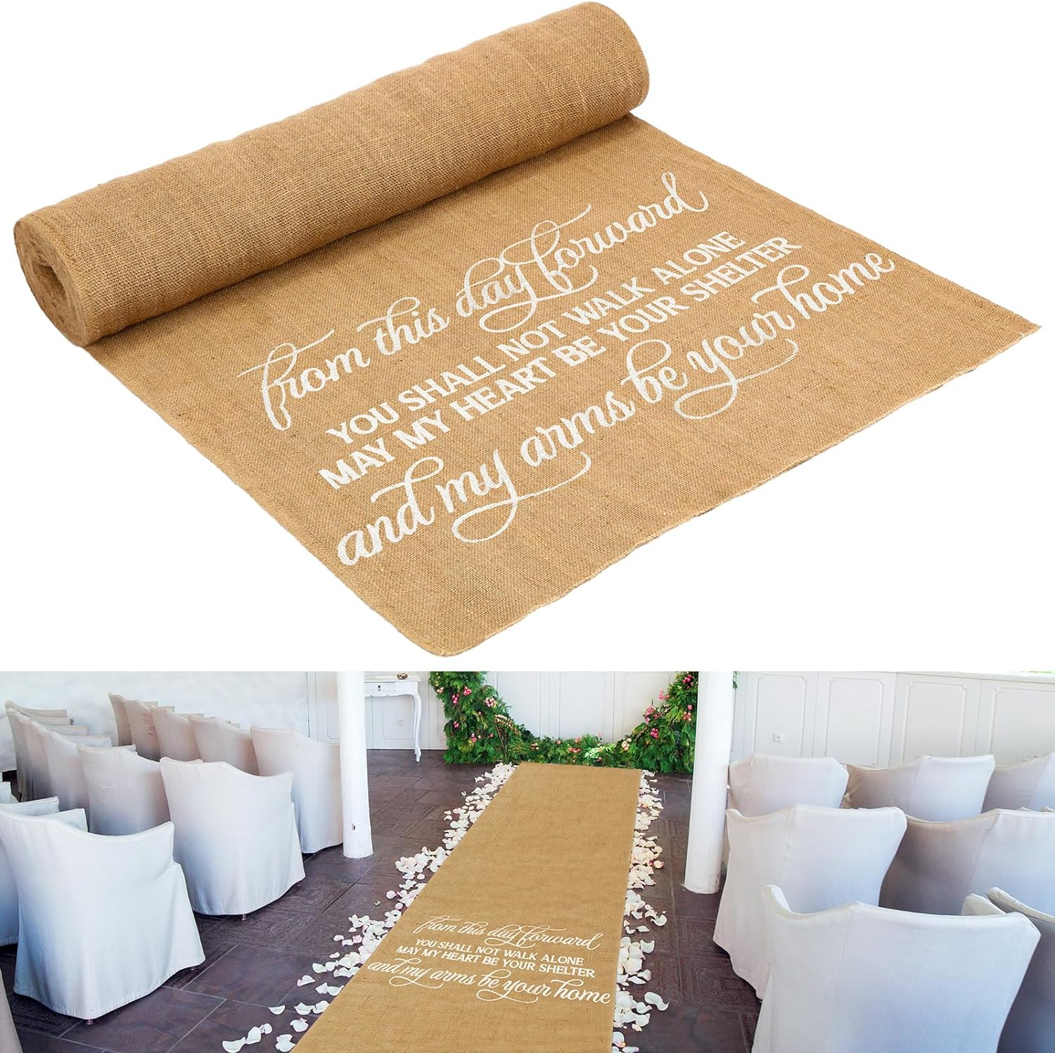 Extra Long Natural Burlap Wedding Aisle Runner Jute Burlap Aisle Runner