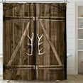thumbnail image 1 of Extra Long Old Barn Door Shower Curtain Rustic Wood Plank Wooden Garage Farmhouse 72Wx84H Inch 12 Pack plastic hooks Vintage Country Decor Fabric Bathroom Polyester Waterproof WW-YMDV, 1 of 6