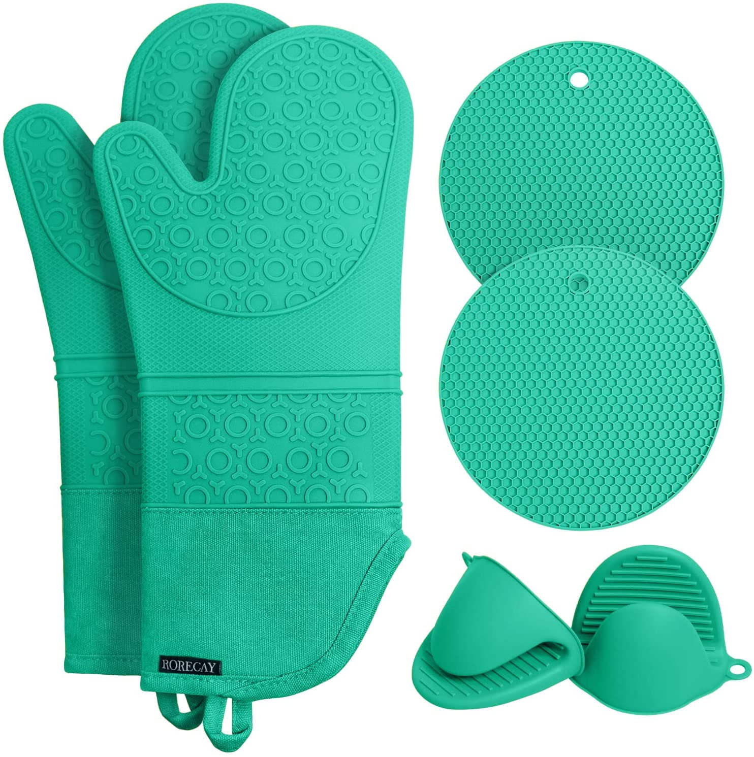 New ALL-CLAD Silicone Oven Mitts Pair Sea Glass Teal Green