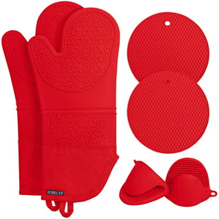 Alselo Silicone Pot Holders Set of 3 Heat Resistant & Non Slip potholders, Professional Oven Hot Pads with Pockets Mitts for Kitchen Cooking Baking
