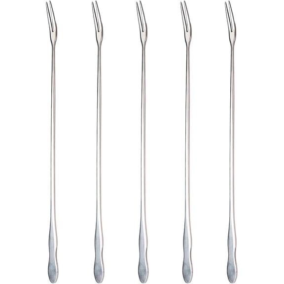 Extra Long Pickle Fork 12.6 inches, 5 count Long Handle Olive Fork, Stainless Steel Forks, Prong Pickle , Pickle Grabber, Long Dessert Forks, Long Fruit Fork, 5 count