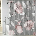 thumbnail image 1 of Extra Long Pink Grey Flower Shower Curtain 72 x 84 Inch, Waterproof Fabric Watercolor Botanical Floral Bathroom Shower Curtain with Hooks, 1 of 6
