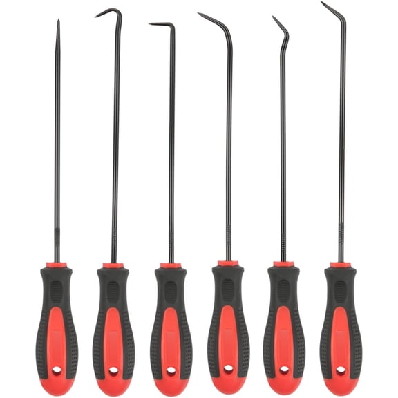 Extra Long Precision Hook and Pick Set, 6- Set, Vanadium Shaft, for Remove Hoses and Gaskets, and Electronics Maintenance Tools
