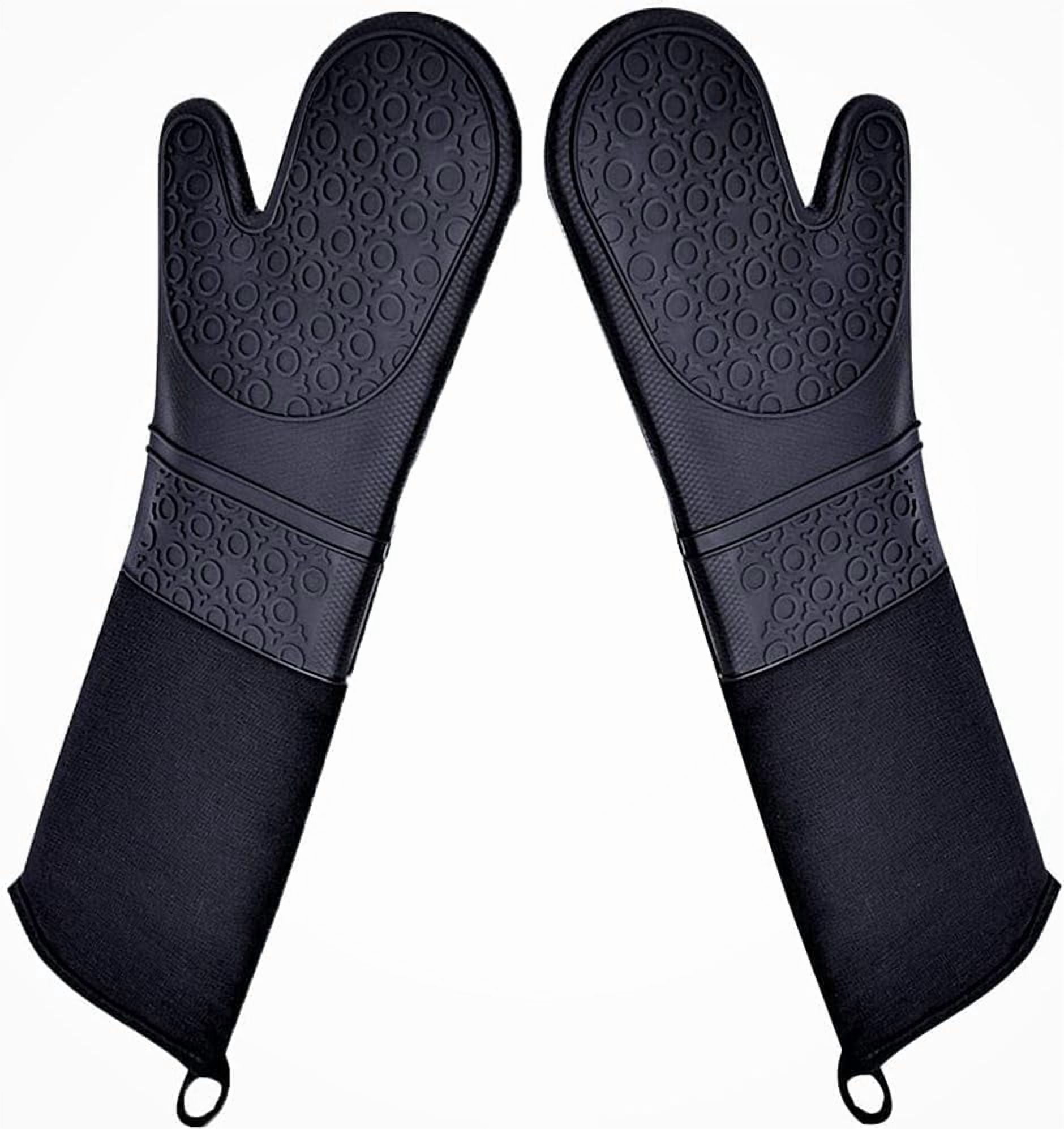 Extra Long Professional Silicone Oven Mitts with Quilted Liner, Durable Heat Resistant Oven Gloves, Heat Resistant Oven Gloves,2pcs