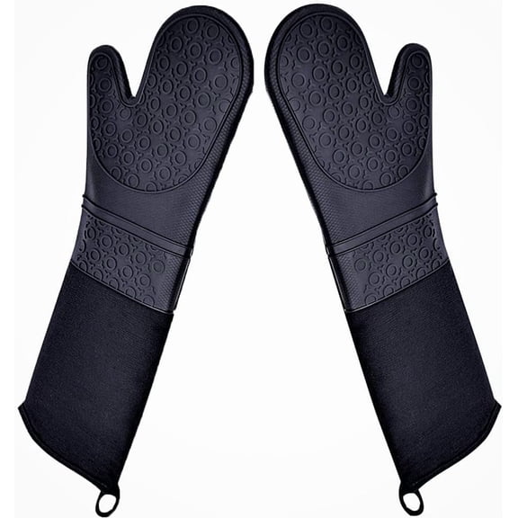 Extra Long Professional Silicone Oven Mitts with Quilted Liner, Durable Heat Resistant Oven Gloves, Heat Resistant Oven Gloves,2pcs