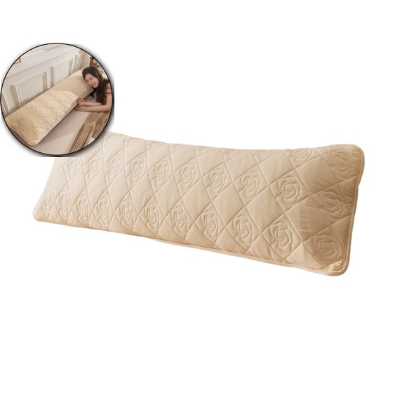 Extra Long Quilted Pillowcase 18x47 Inch Polyester Double Pillow Cover for Couples and Side Sleepers