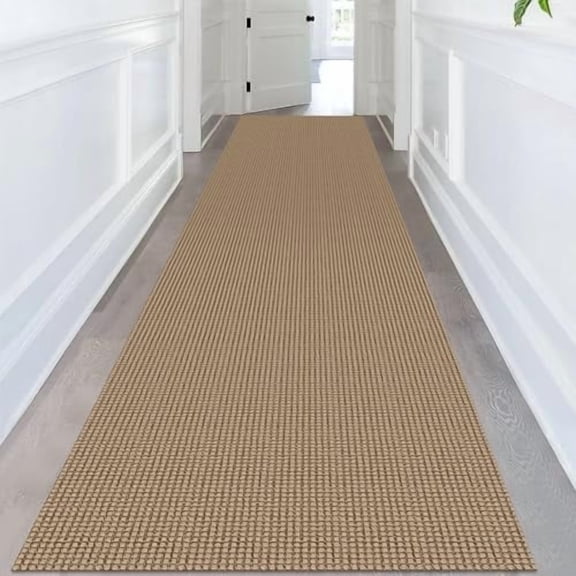 Extra Long Runners for Hallways 3x14 ft Washable Kitchen Runner Non Slip Rubber Backed Hallway Rug Cotton Entryway Runner Rug Floor Carpet for Indoor Hall, Kitchen, Stair, Tan/Orange/Brown