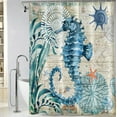 thumbnail image 1 of Extra Long Sea Horse Shower Curtain 72 x 84 Inch, Ocean Theme Shower Curtain for Bathroom Decor, Nautical Shower Curtain with 12 Hooks, 1 of 6