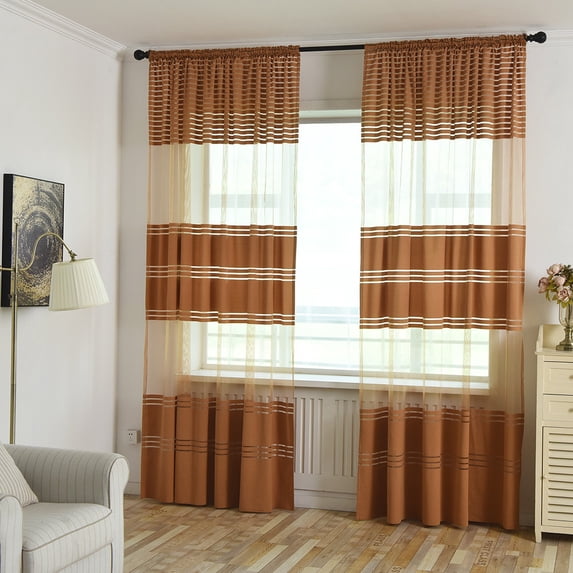 Extra Long Sheer Curtains, Grommet High Ceiling Light Flitering Long Two Story Sheer Curtains for Living Room and Two Story Room.(Coffee, 2 Panels, 40"X108")