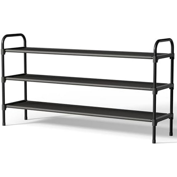 Extra-Long Shoe Rack for Closet, Shoe Organizer for Front Door Entrance, Stackable Shoe Shelf, Detachable Closet Organizers and Storage, 39.0" Wide - 3 Tier, Black