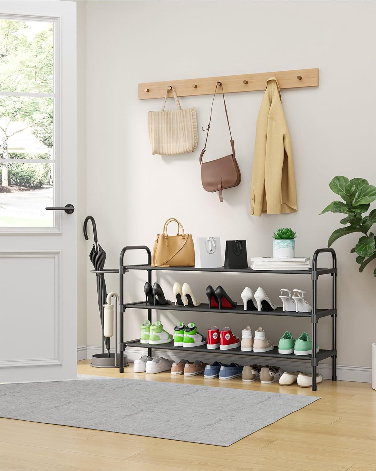 Extra-Long Shoe Rack, Shoe Organizer, Stackable Shoe Shelf, Detachable ...