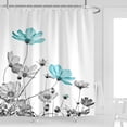 thumbnail image 1 of Extra Long Shower Curtain 72''''W x 84''''L Tall Teal Gray Floral Daisy Elegant Flower Grey Cute Wildflower Botanical Bathroom Curtains Accessories Polyester Fabric Waterproof 12 Pack Hooks, 1 of 6