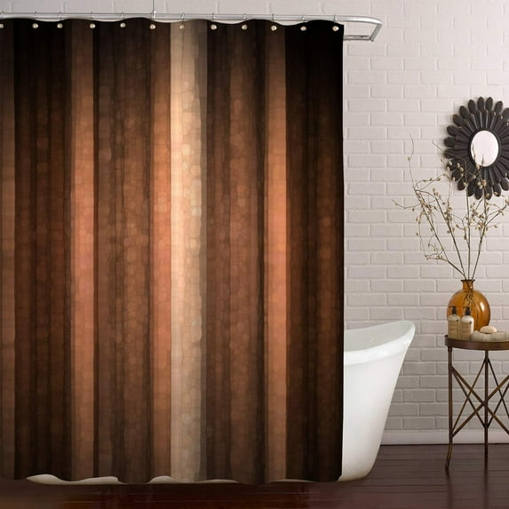 Extra Long Shower Curtain 72 x 84, Brown Orange Copper and Pale Peach Abstract Shower Curtain, Cool Glass Texture and Vintage Stripe Art Bath Curtain Waterproof Fabric for Brown Bathroom Decor