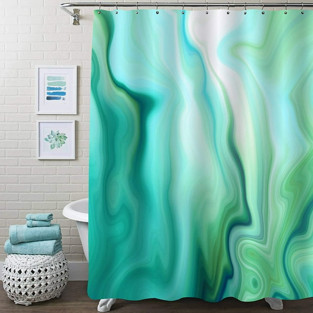 Extra Long Shower Curtain 72 x 84, Green Marble 84 inch Shower Curtain
