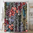 thumbnail image 1 of Extra Long Shower Curtain 72 x 84 Inch, Tall Cute Floral Shower Curtain for Bathroom, Colorful Wildflower Boho Cottagecore Fabric Shower Curtain Set with Hooks, Black, 1 of 6