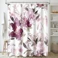 thumbnail image 1 of Extra Long Shower Curtain 72 x 84 Inch, Tall Watercolor Floral Fabric Shower Curtain, Modern Mauve Flower Bathroom Shower Curtain Set with Hooks, 1 of 6