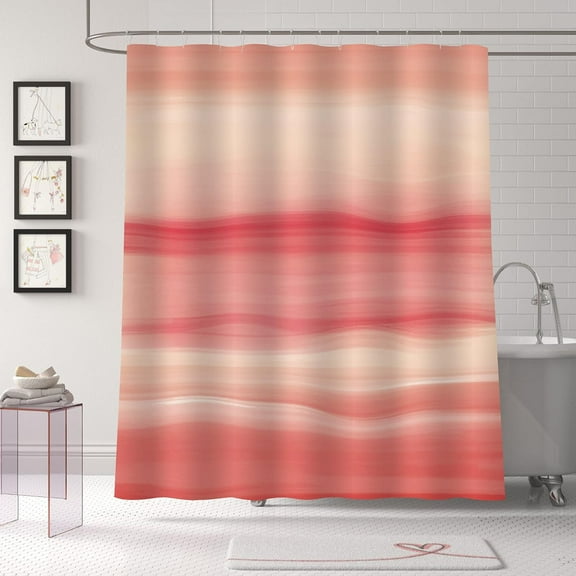 Extra Long Shower Curtain 72 x 84, Peach 84 inch Shower Curtain Set, Beach Ocean Shower Curtain for Bathroom Decor, Abstract Washable Fabric Shower Curtain, Pink Coral, Hot Pink