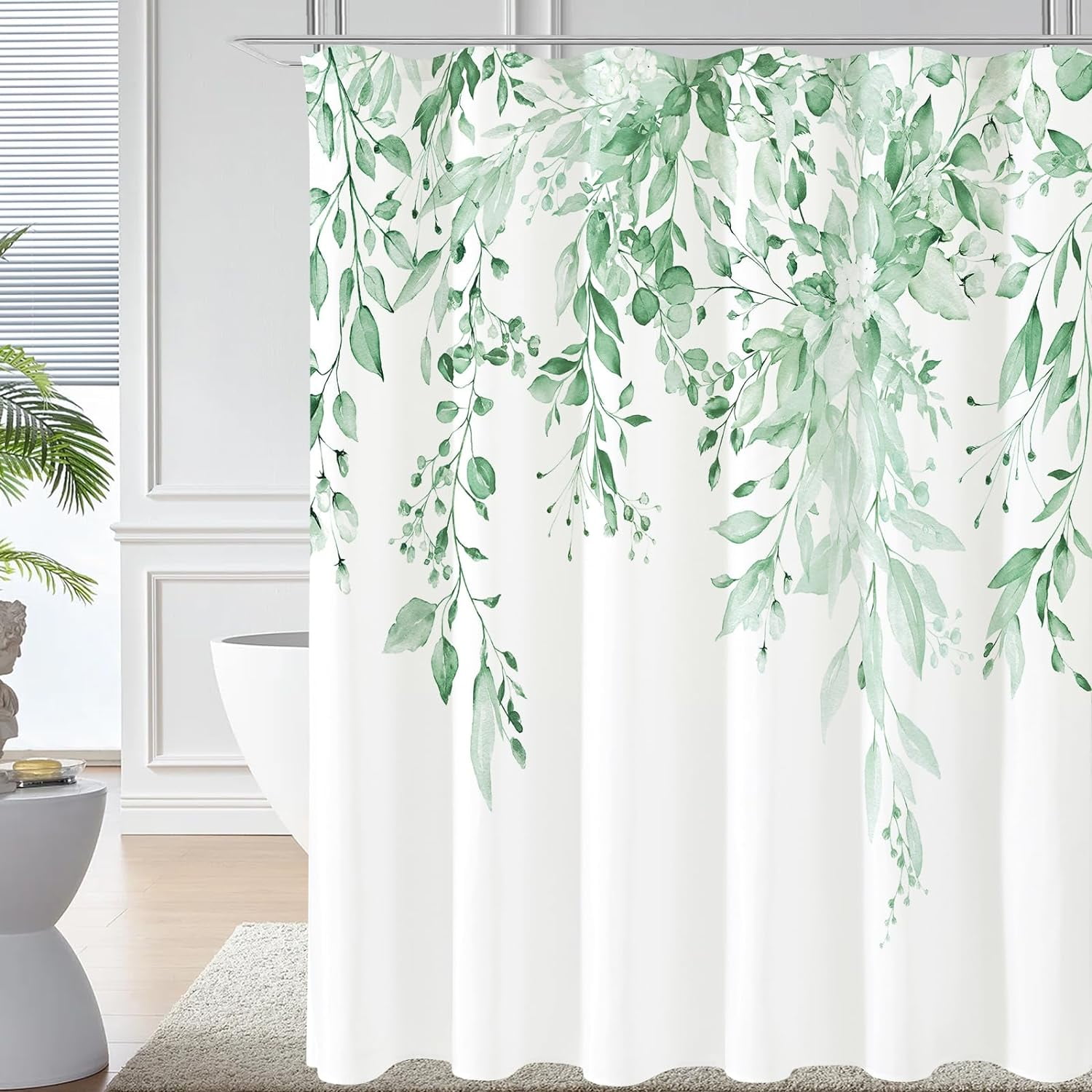 Extra Long Shower Curtain 72 x 84, Tall Mint Green Floral Shower ...