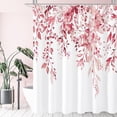 thumbnail image 1 of Extra Long Shower Curtain 72 x 84, Tall Pink Floral Shower Curtain for Bathroom, Watercolor Plant Eucalyptus Leaves Fabric Shower Curtain Set with Hooks, 1 of 6