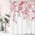 thumbnail image 1 of Extra Long Shower Curtain 72 x 84, Tall Pink Floral for Bathroom, Watercolor Plant Eucalyptus Leaves Fabric Set With Hooks, 1 of 6