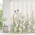 thumbnail image 1 of Extra Long Shower Curtain 72 x 84, Vintage Floral Shower Curtain for Bathroom, Spring Colorful Wildflower Sage Green Leaves Botanical Decorative Fabric Shower Curtain Set with Hooks, 1 of 6