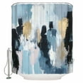 thumbnail image 1 of Extra Long Shower Curtain 72x84 Inch, Abstract Black Gold Shower Curtain Waterproof Bathroom Decor Vintage Blue Pink Oil Painting Art Fabric Bath Curtain Set Accessories with Hooks, 1 of 6