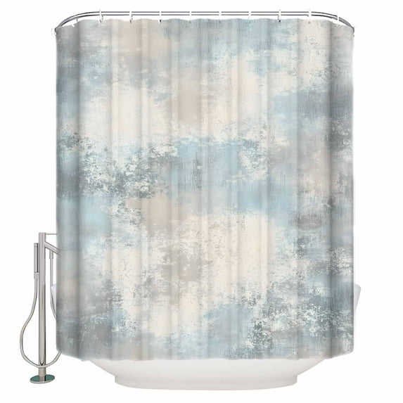 Extra Long Shower Curtain 72x84 Inch, Aqua Beige Ombre Shower Curtain Waterproof Bathroom Decor Vintage Modern Abstract Fabric Bath Curtain Set Accessories with Hooks