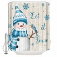 thumbnail image 1 of Extra Long Shower Curtain 72x84 Inch, Blue Christmas Snowman Shower Curtain Waterproof Bathroom Decor Xmas Snowflake Birds Fabric Bath Curtain Set Accessories with Hooks, 1 of 6