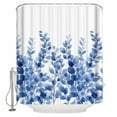 thumbnail image 1 of Extra Long Shower Curtain 72x84 Inch, Blue Eucalyptus Shower Curtain Waterproof Bathroom Decor Watercolor Leaf Country Plants Fabric Bath Curtain Set Accessories with Hooks, 1 of 6