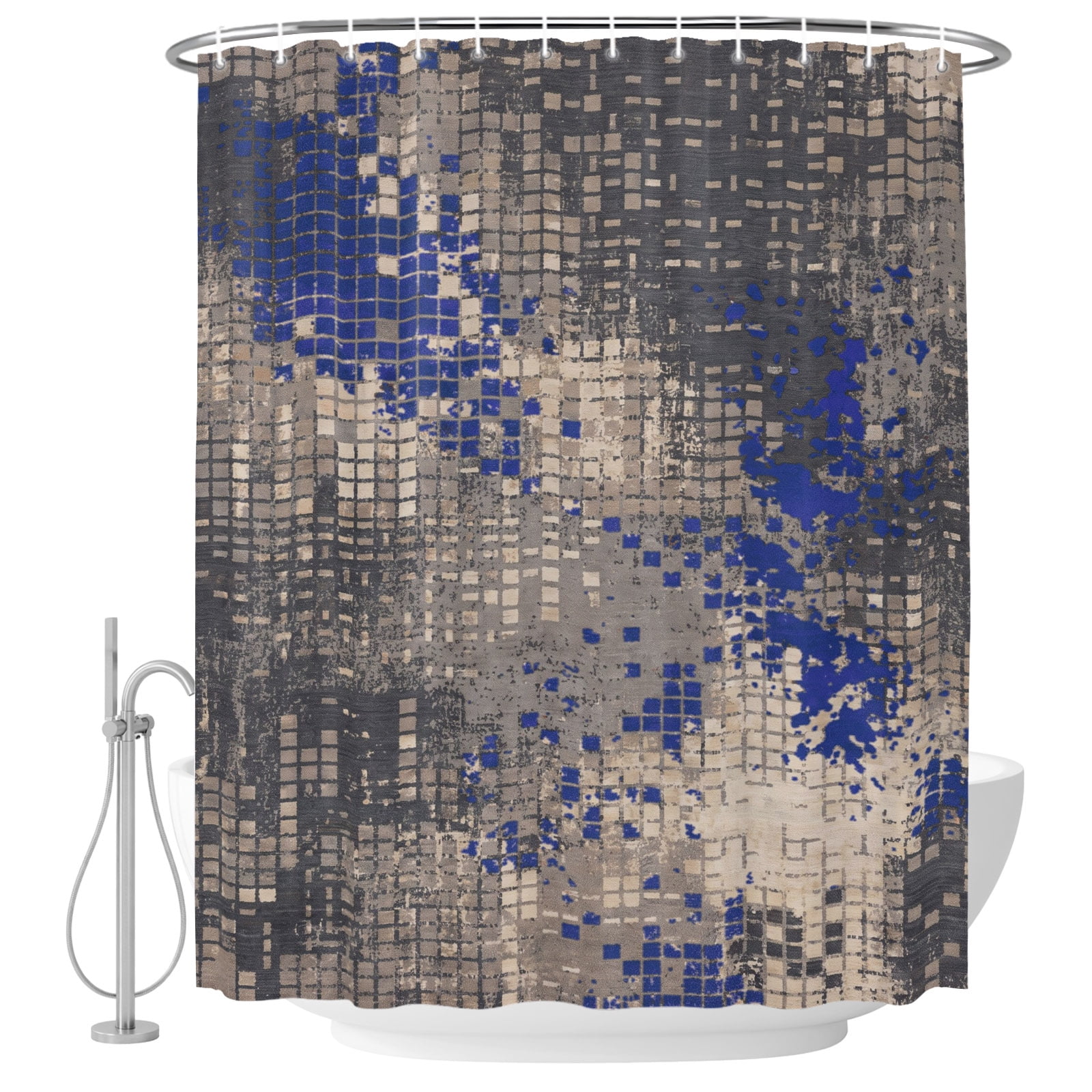 Extra Long Shower Curtain 72x84 Inch, Blue Slate Gray Shower Curtain ...