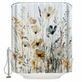 thumbnail image 1 of Extra Long Shower Curtain 72x84 Inch, Brown Retro Floral Shower Curtain Waterproof Bathroom Decor Spring Botanical Wildflowers Fabric Bath Curtain Set Accessories with Hooks, 1 of 6