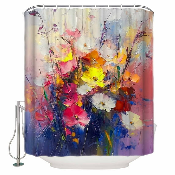 Extra Long Shower Curtain 72x84 Inch Colorful Spring Floral Shower