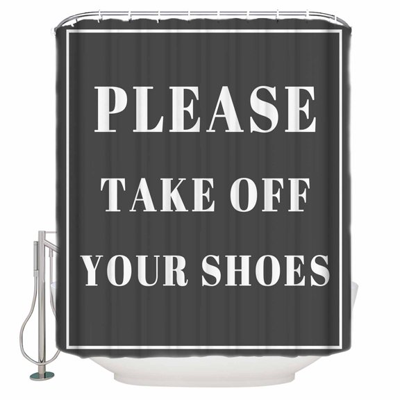 Extra Long Shower Curtain 72x84 Inch, Gray Letter Shower Curtain Waterproof Bathroom Decor Modern Minimalist White Text Striped Fabric Bath Curtain Set Accessories with Hooks