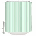 thumbnail image 1 of Extra Long Shower Curtain 72x84 Inch, Green White Stripe Shower Curtain Waterproof Bathroom Decor Modern Minimalist Geometric Striped Fabric Bath Curtain Set Accessories with Hooks, 1 of 6