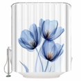 thumbnail image 1 of Extra Long Shower Curtain 72x84 Inch, Light Blue Tulip Shower Curtain Waterproof Bathroom Decor Elegant Modern Rustic Botanical Floral Fabric Bath Curtain Set Accessories with Hooks, 1 of 6