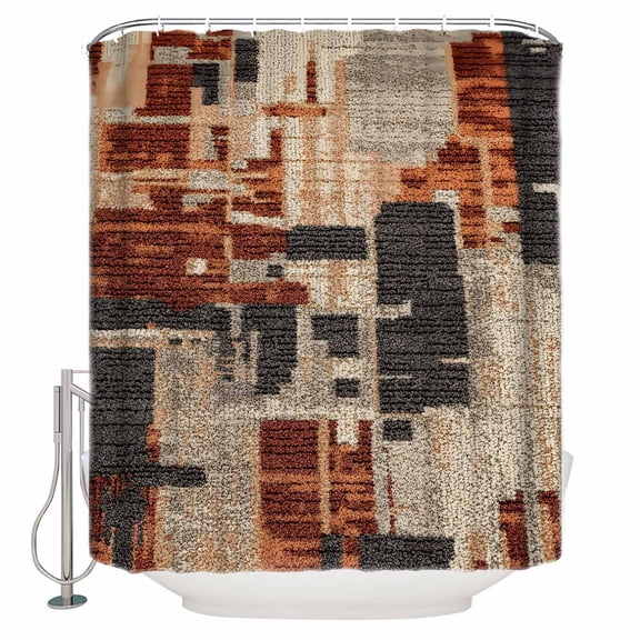 Extra Long Shower Curtain 72x84 Inch, Modern Art Shower Curtain Waterproof Bathroom Decor Oil Painted Imressionist Style Color Block Fabric Bath Curtain Set Accessories with Hooks