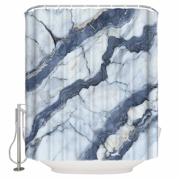 Extra Long Shower Curtain 72x84 Inch, Modern Grey White Shower Curtain Waterproof Bathroom Decor Abstract Marble Geometrci Patterns Fabric Bath Curtain Set Accessories with Hooks