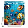 thumbnail image 1 of Extra Long Shower Curtain 72x84 Inch, Moroccon Shower Curtain Waterproof Bathroom Decor Colorful Coastal Fabric Bath Curtain Set Accessories with Hooks, 1 of 6