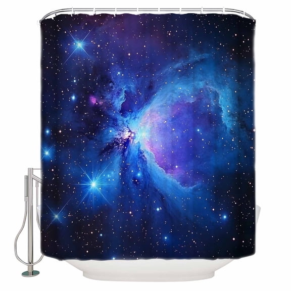 Extra Long Shower Curtain 72x84 Inch, Starry Sky Shower Curtain Waterproof Bathroom Decor Modern Minimalism Night Star Scenery Art Fabric Bath Curtain Set Accessories with Hooks