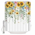 thumbnail image 1 of Extra Long Shower Curtain 72x84 Inch, Sunflower Shower Curtain Waterproof Bathroom Decor Yellow Green Summer Botanical Watercolor Fabric Bath Curtain Set Accessories with Hooks, 1 of 6