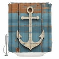 thumbnail image 1 of Extra Long Shower Curtain 72x84 Inch, Vintage Beige Anchor Shower Curtain Waterproof Bathroom Decor Modern Nautical Coastal Wooden Fabric Bath Curtain Set Accessories with Hooks, 1 of 6