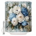 thumbnail image 1 of Extra Long Shower Curtain 72x84 Inch, White Spring Floral Shower Curtain Waterproof Bathroom Decor Pastoral Flowers Modern Oil Painting Fabric Bath Curtain Set Accessories with Hooks, 1 of 6