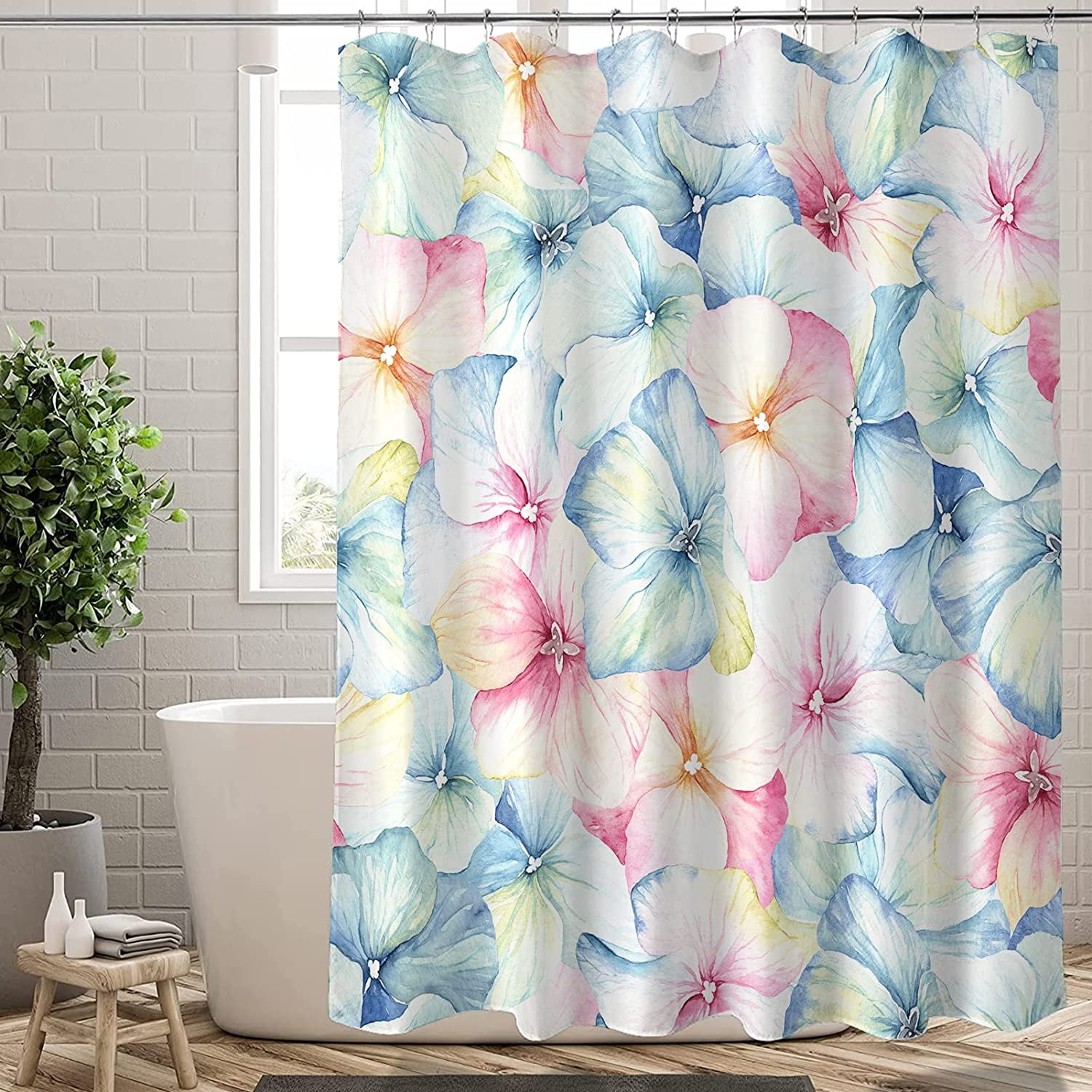 Extra Long Shower Curtain 72x84 inch Length Coloful Floral Shower ...