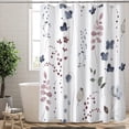 thumbnail image 1 of Extra Long Shower Curtain 72x84 inch Length Ink Blue Floral Shower Curtain,Blue and Red Shower Curtains Sets for Bathroom,Modern Minimalist Art Bath Curtain,Waterproof Fabric with Hooks, 1 of 6
