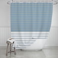 thumbnail image 1 of Extra Long Shower Curtain 72x84 inch Length，Light Blue and White Stripe Shower Curtains Set with Hooks for Bathroom,Weighted Hem,Waterproof Bath Accessories Hotel Style，Machine Washable, 1 of 6