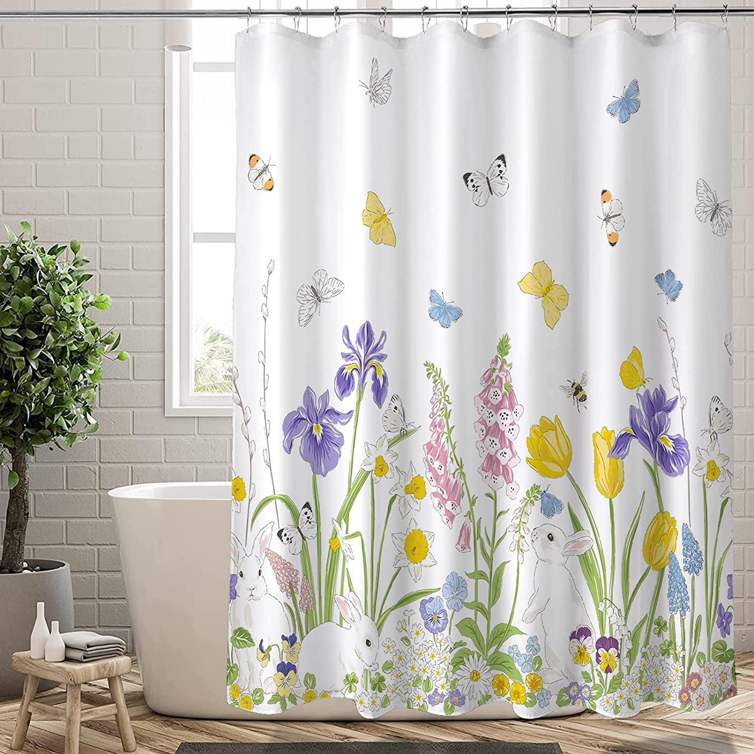 Extra Long Shower Curtain 72x84 Inch Length Spring Floral Shower